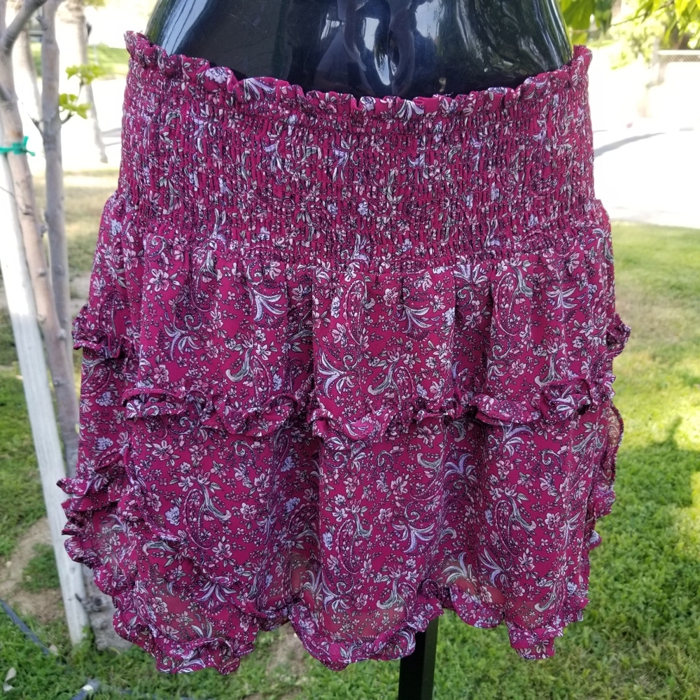 Forever 21 Burgundy Shirred Skirt